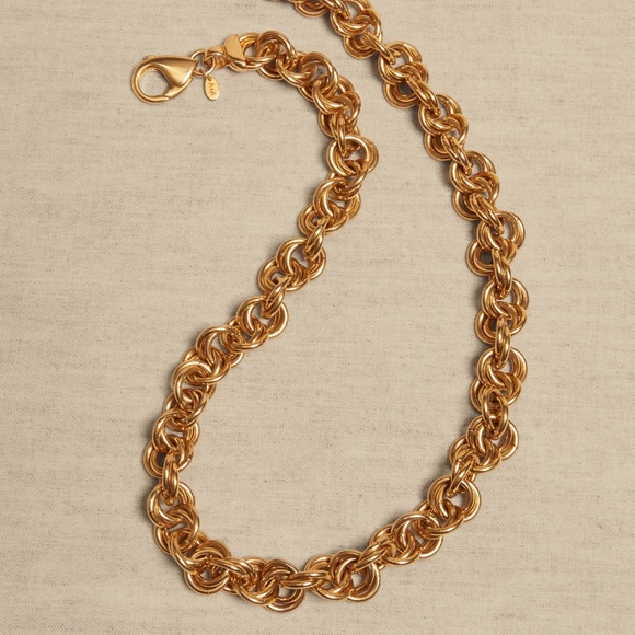 New! BANANA REPUBLIC Italian Ravena Gold Plated Link Necklace | AUREUS + ARGENT - Picture 2 of 4